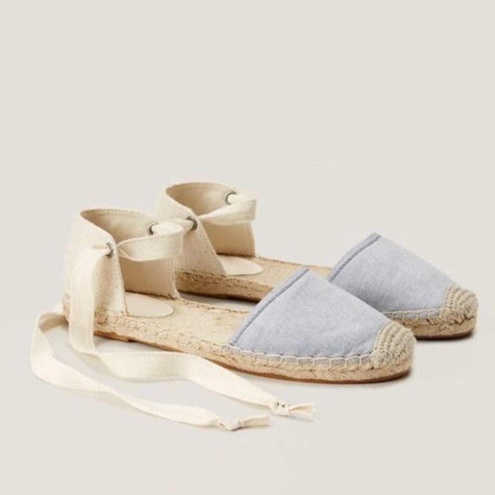 LOFT chambray ankle tie espadrilles
